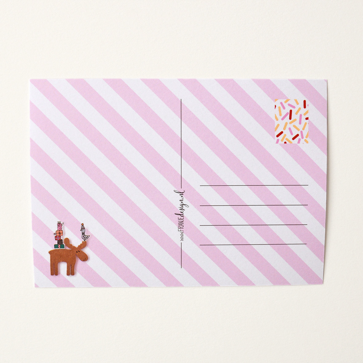 Achterkant van Kerstkaart 'Verzameling' van Franje Design
