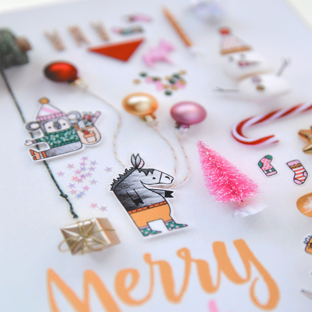 Detail van Kerstkaart 'Verzameling' van Franje Design