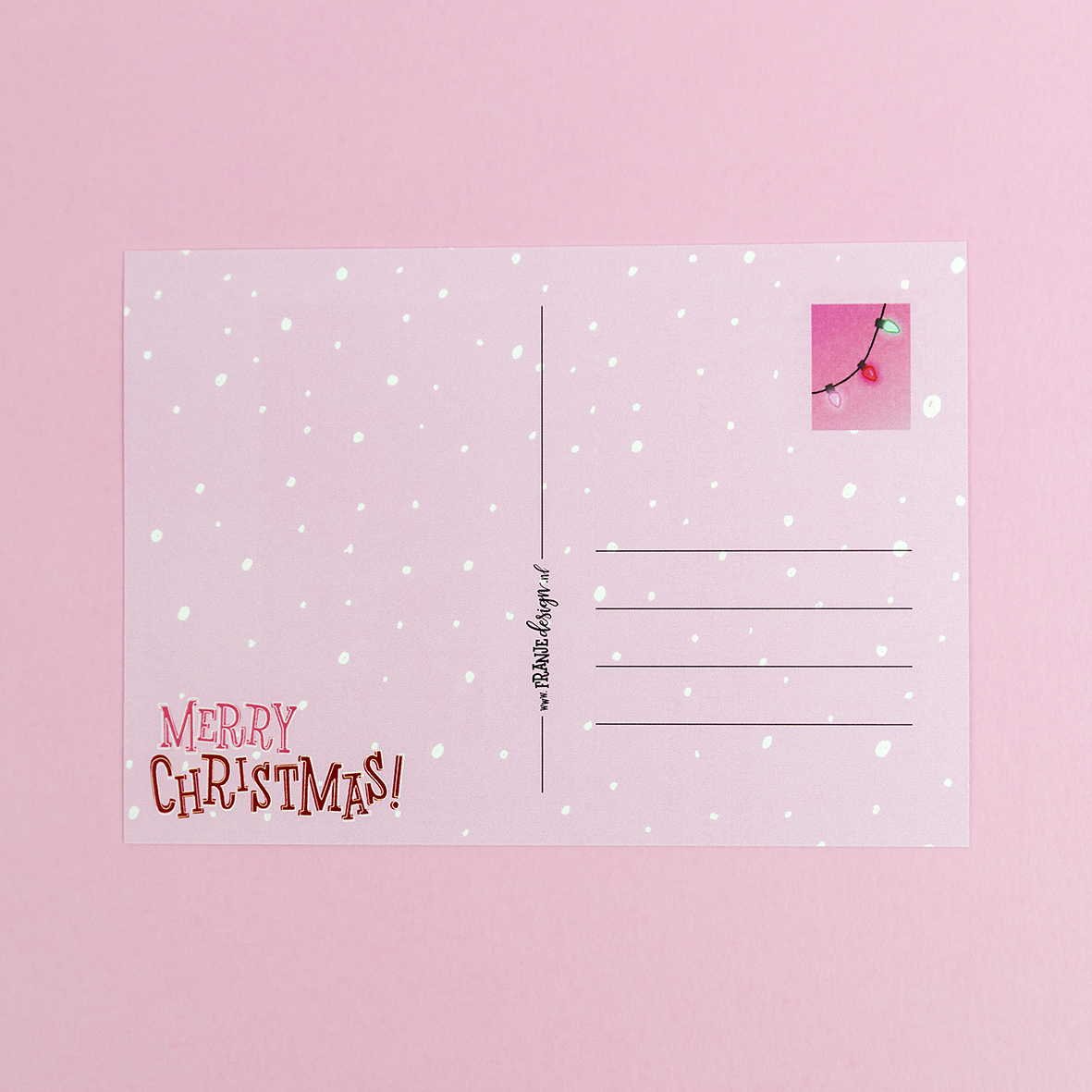 Achterkant van kerstkaart 'Ho Ho Ho' van Franje Design