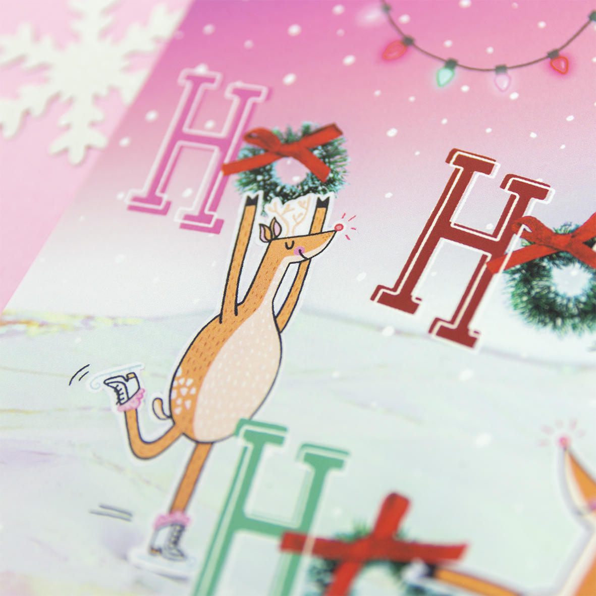 Detail van kerstkaart 'Ho Ho Ho' van Franje Design