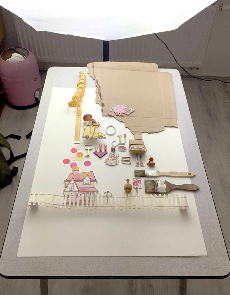 Behind-the-scenes of New Home postcard by Franje Design