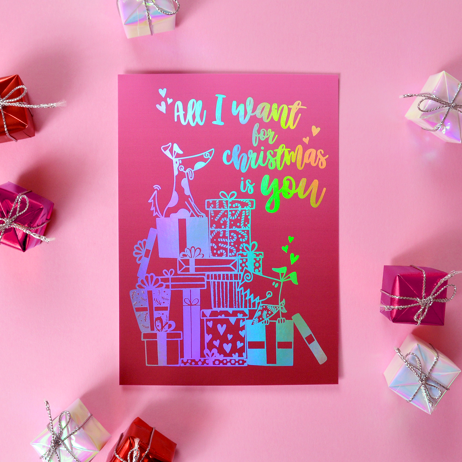 Kerstkaart 'All I want for Christmas' van Franje Design