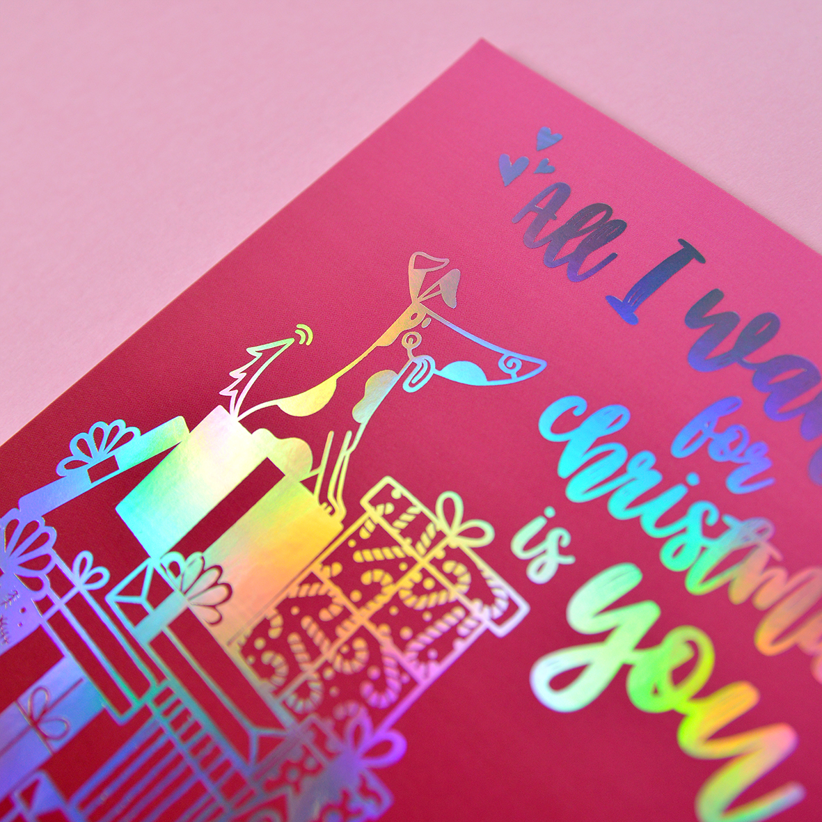 Detail van kerstkaart 'All I want for Christmas' van Franje Design