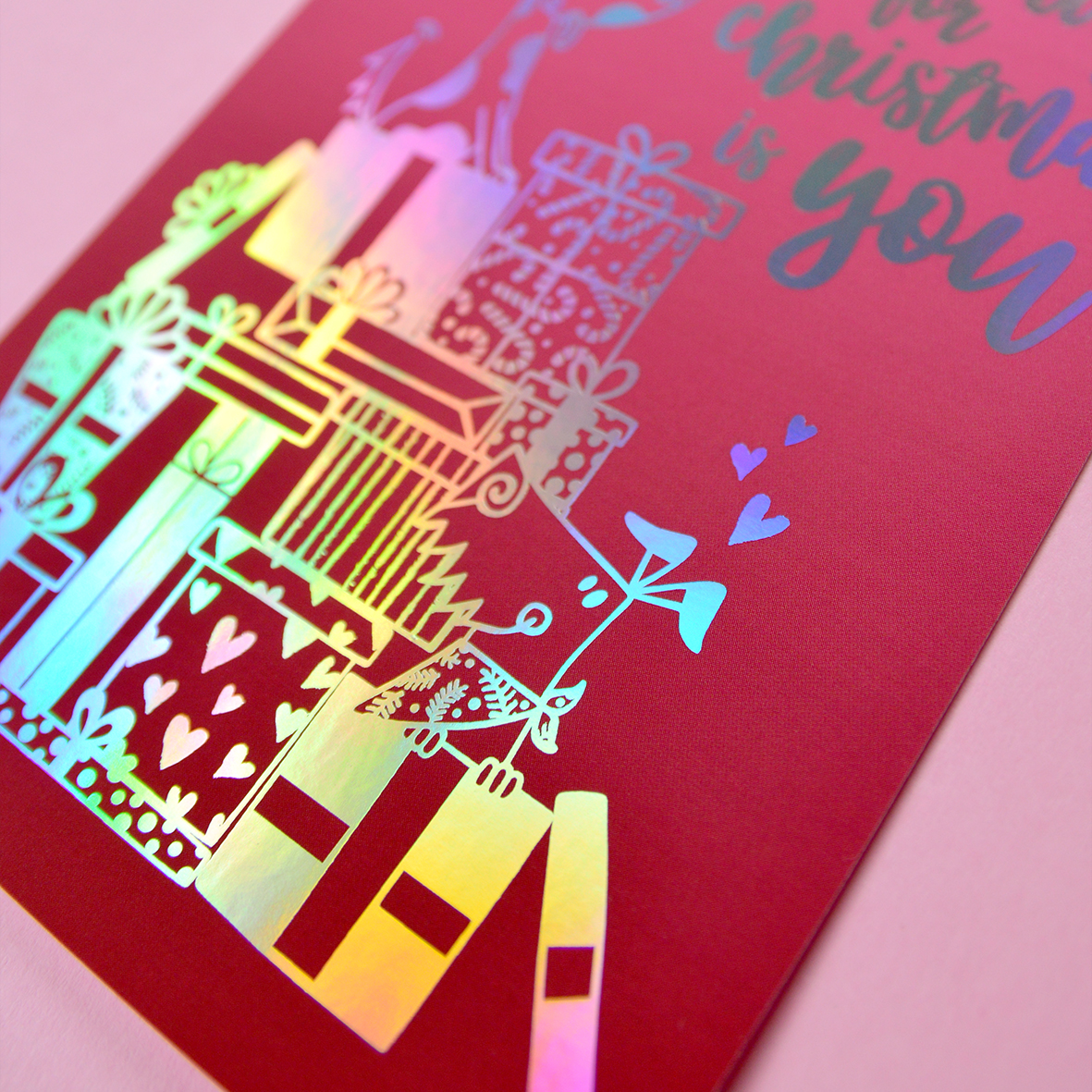 Detail van kerstkaart 'All I want for Christmas' van Franje Design