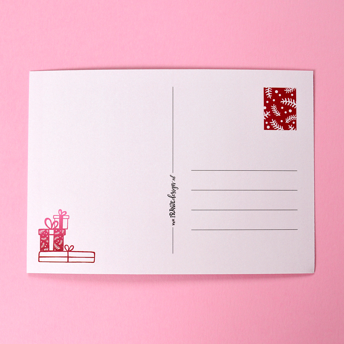 Achterkant van kerstkaart 'All I want for Christmas' van Franje Design
