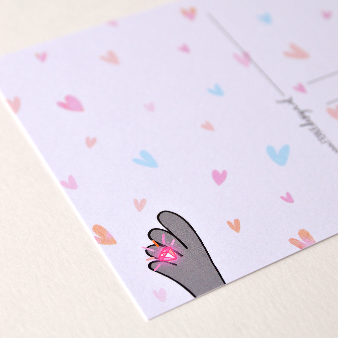 Close-up van trouwkaart Lovebirds van Franje Design
