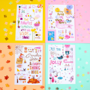 Set of 4 seasonal mini prints