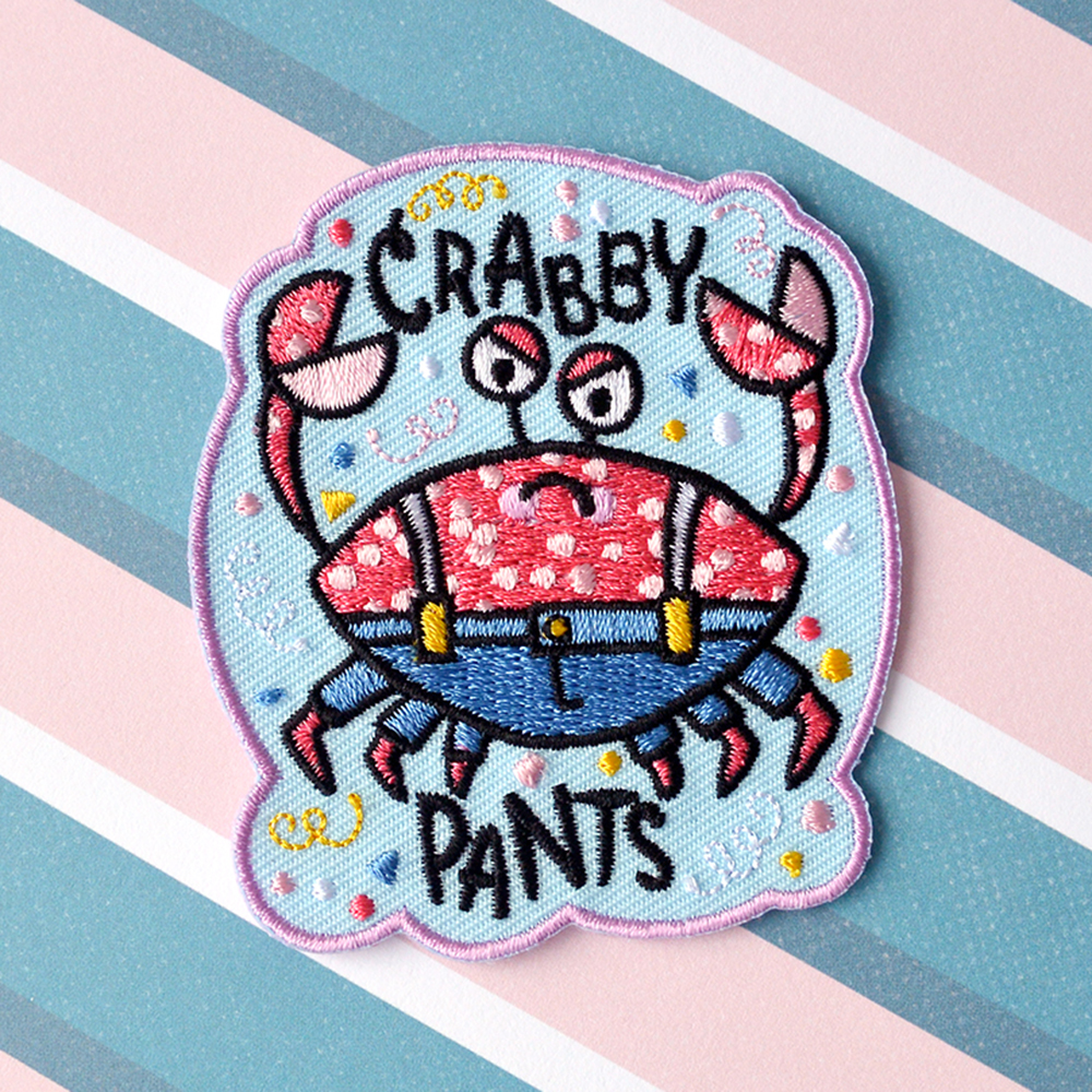 Embroidered patch 'Crabby Pants'