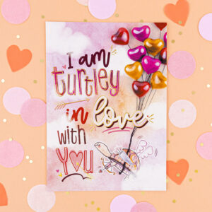Geïllustreerde liefdeskaart 'Turtley in Love' van franje design