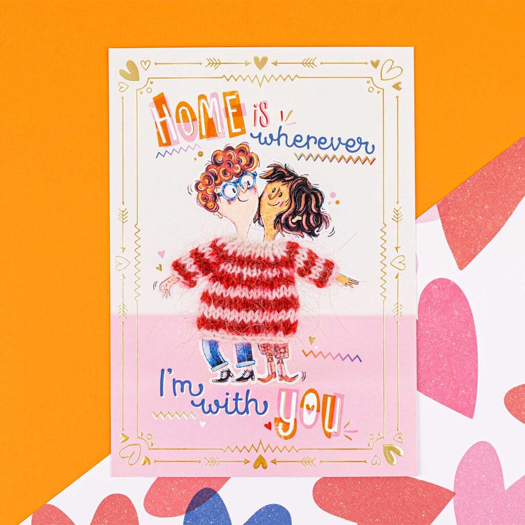 Geïllustreerde valentijnskaart 'Home is where I'm with You' van Franje Design
